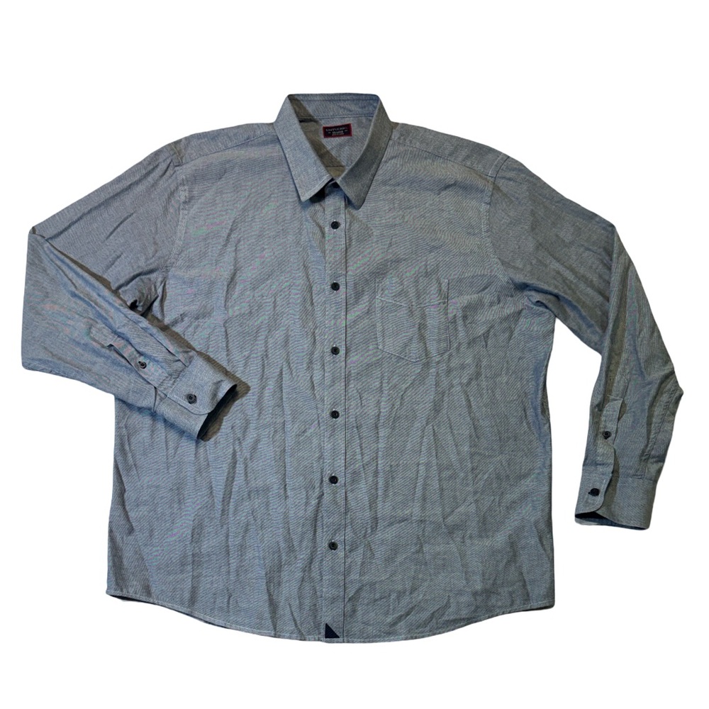 UNTUCKit mens 2XL XXL regular fit blue solid cotton flannel button up shirt EUC